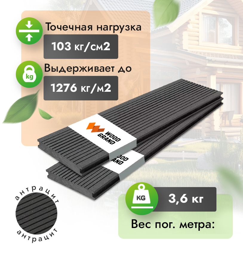 Террасная доска полнотелая 140x20 мм - Венге