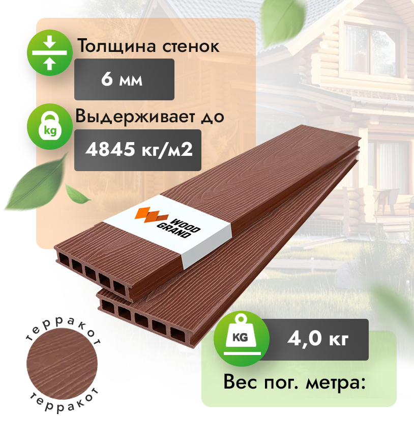 Террасная доска с тиснением 150х28 мм - Венге